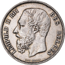 Coin, Belgium, Leopold II, 5 Francs, 5 Frank, 1876, VF(30-35), Silver, KM:24