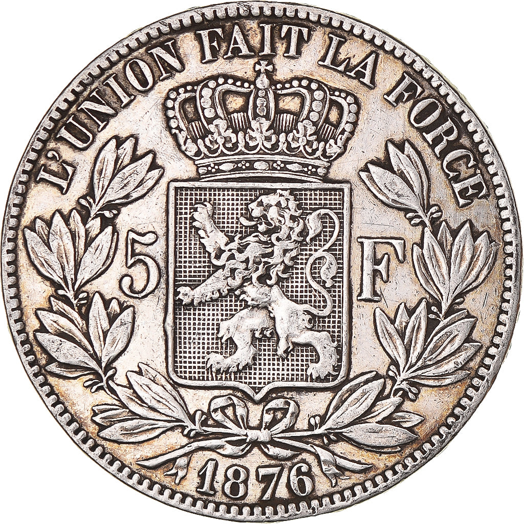 Coin, Belgium, Leopold II, 5 Francs, 5 Frank, 1876, VF(30-35), Silver, KM:24