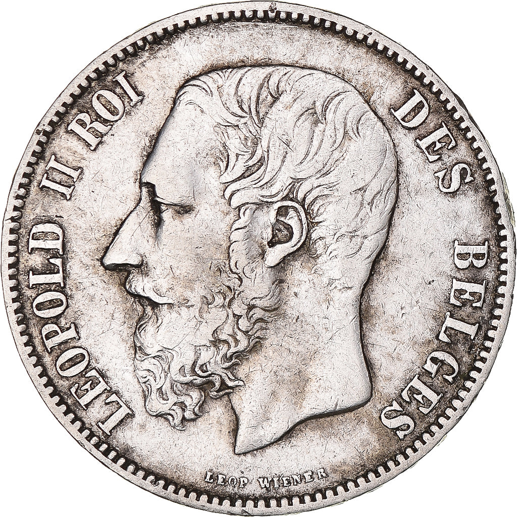 Coin, Belgium, Leopold II, 5 Francs, 5 Frank, 1876, VF(30-35), Silver, KM:24
