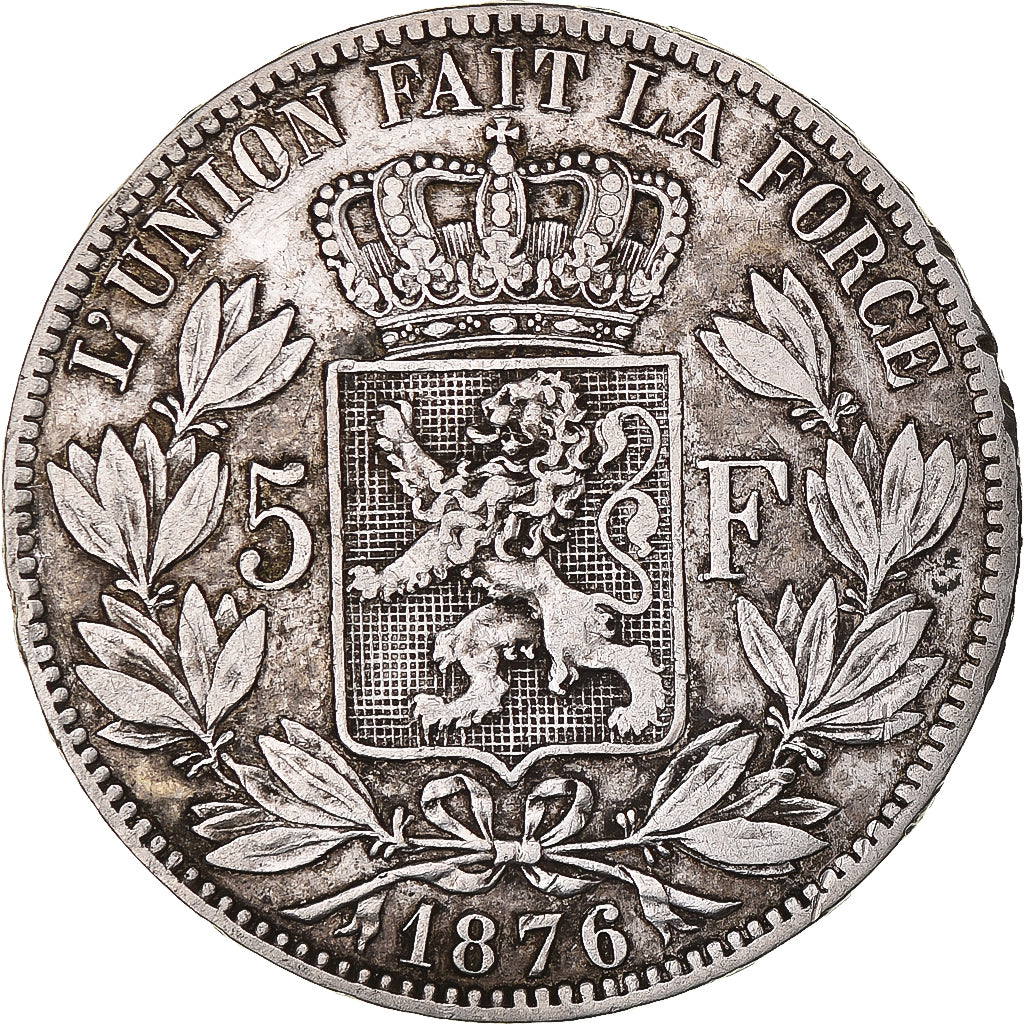 Coin, Belgium, Leopold II, 5 Francs, 5 Frank, 1876, VF(30-35), Silver, KM:24
