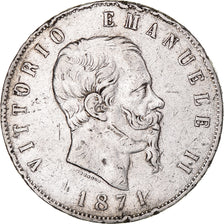 Coin, Italy, Vittorio Emanuele II, 5 Lire, 1871, Milan, VF(30-35), Silver