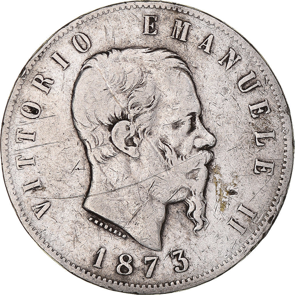 Munten, Italië, Vittorio Emanuele II, 5 Lire, 1873, Milan, FR, Zilver, KM:8.3