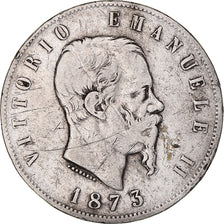 Munten, Italië, Vittorio Emanuele II, 5 Lire, 1873, Milan, FR, Zilver, KM:8.3