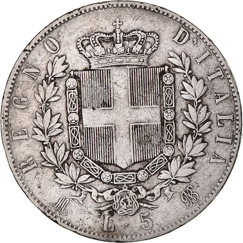 Munten, Italië, Vittorio Emanuele II, 5 Lire, 1873, Milan, FR, Zilver, KM:8.3