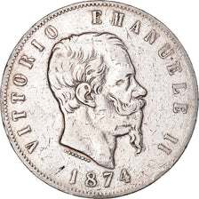 Monnaie, Italie, Vittorio Emanuele II, 5 Lire, 1874, Milan, TB, Argent, KM:8.3