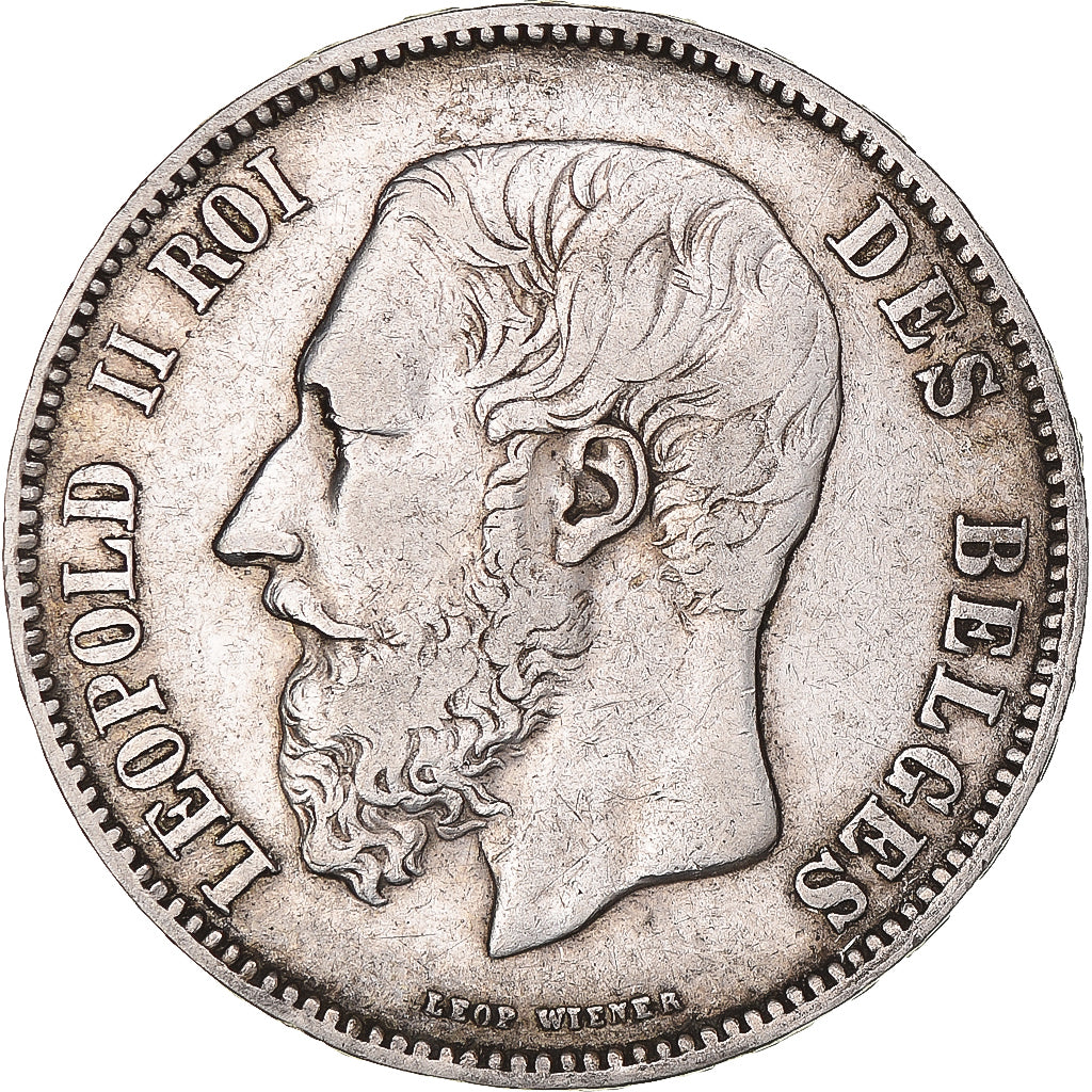 Coin, Belgium, Leopold II, 5 Francs, 5 Frank, 1868, Brussels, VF(30-35), Silver