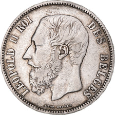 Coin, Belgium, Leopold II, 5 Francs, 5 Frank, 1868, Brussels, VF(30-35), Silver