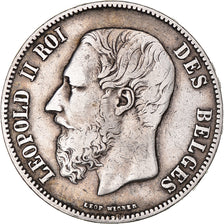 Monnaie, Belgique, Leopold II, 5 Francs, 5 Frank, 1869, TB+, Argent, KM:24