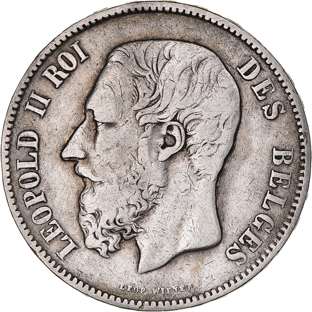 Moneta, Belgio, Leopold II, 5 Francs, 5 Frank, 1869, MB+, Argento, KM:24