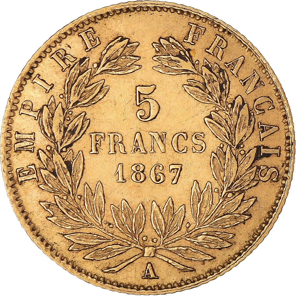 Moeda, França, Napoleon III, Napoléon III, 5 Francs, 1867, Paris, EF(40-45)