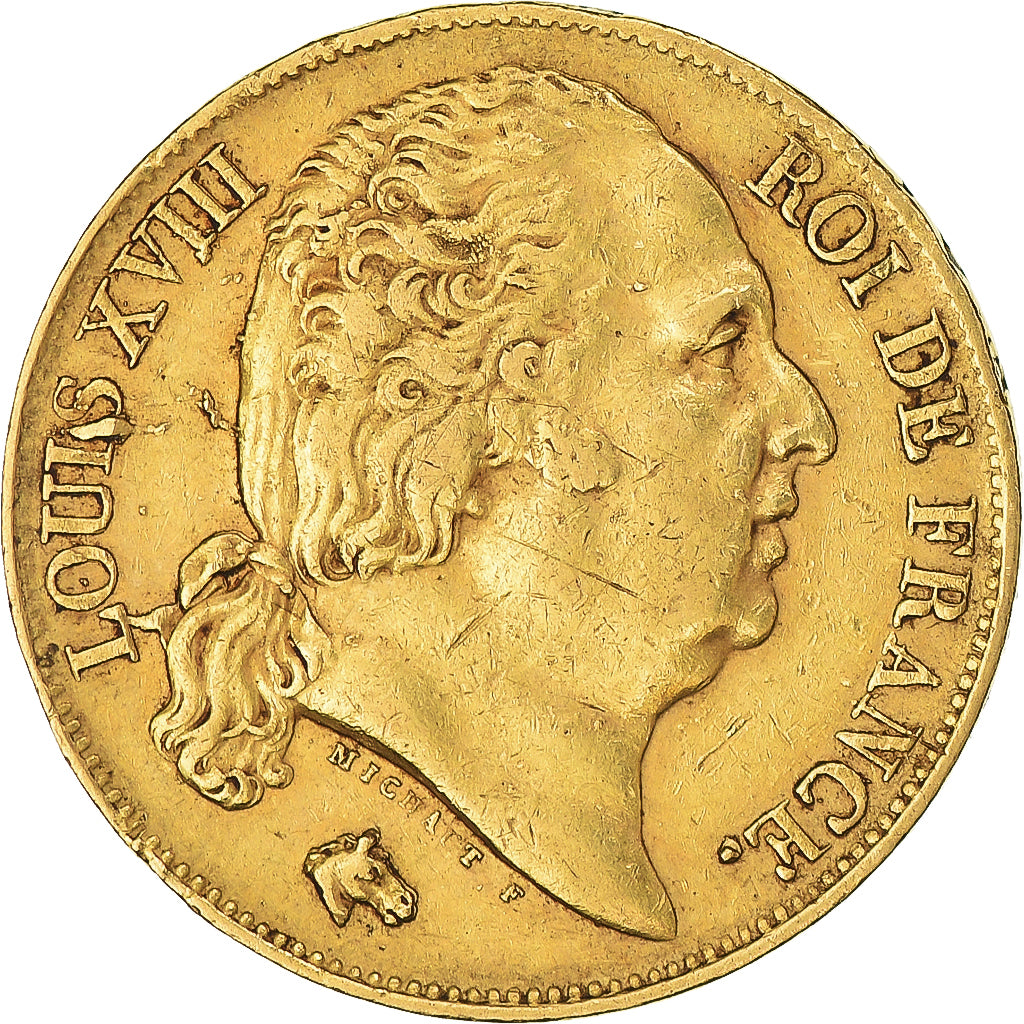 Moneta, Francja, Louis XVIII, 20 Francs, 1817, Paris, EF(40-45), Złoto