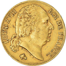 Moneta, Francja, Louis XVIII, 20 Francs, 1817, Paris, EF(40-45), Złoto
