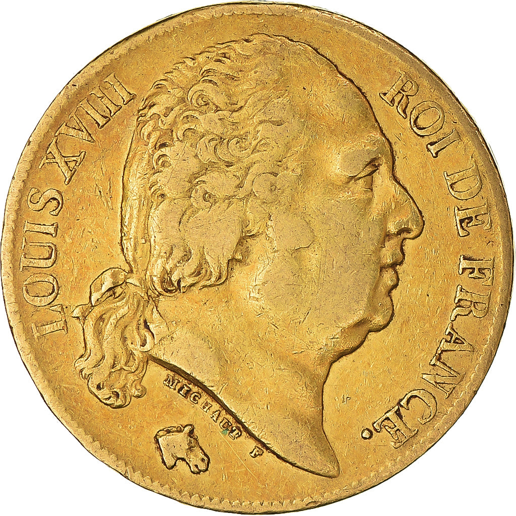 Munten, Frankrijk, Louis XVIII, 20 Francs, 1819, Paris, FR+, Goud, KM:712.1