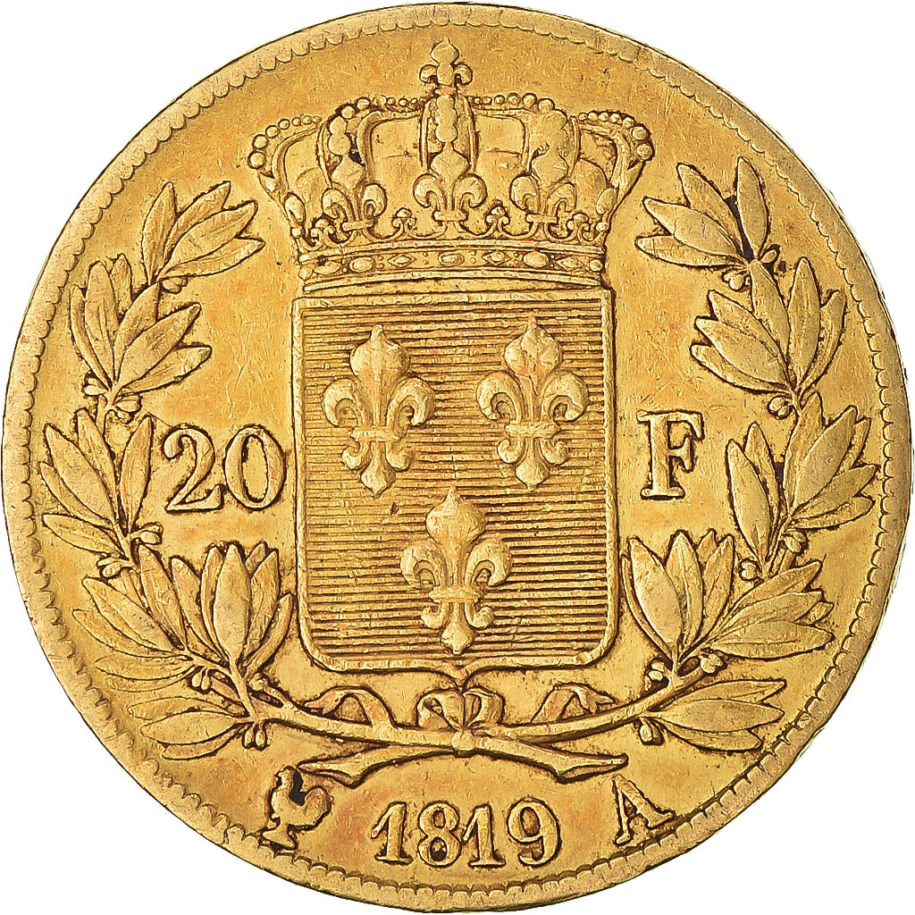 Munten, Frankrijk, Louis XVIII, 20 Francs, 1819, Paris, FR+, Goud, KM:712.1