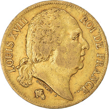Monnaie, France, Louis XVIII, 20 Francs, 1824, Lille, TB+, Or, Gadoury:1028