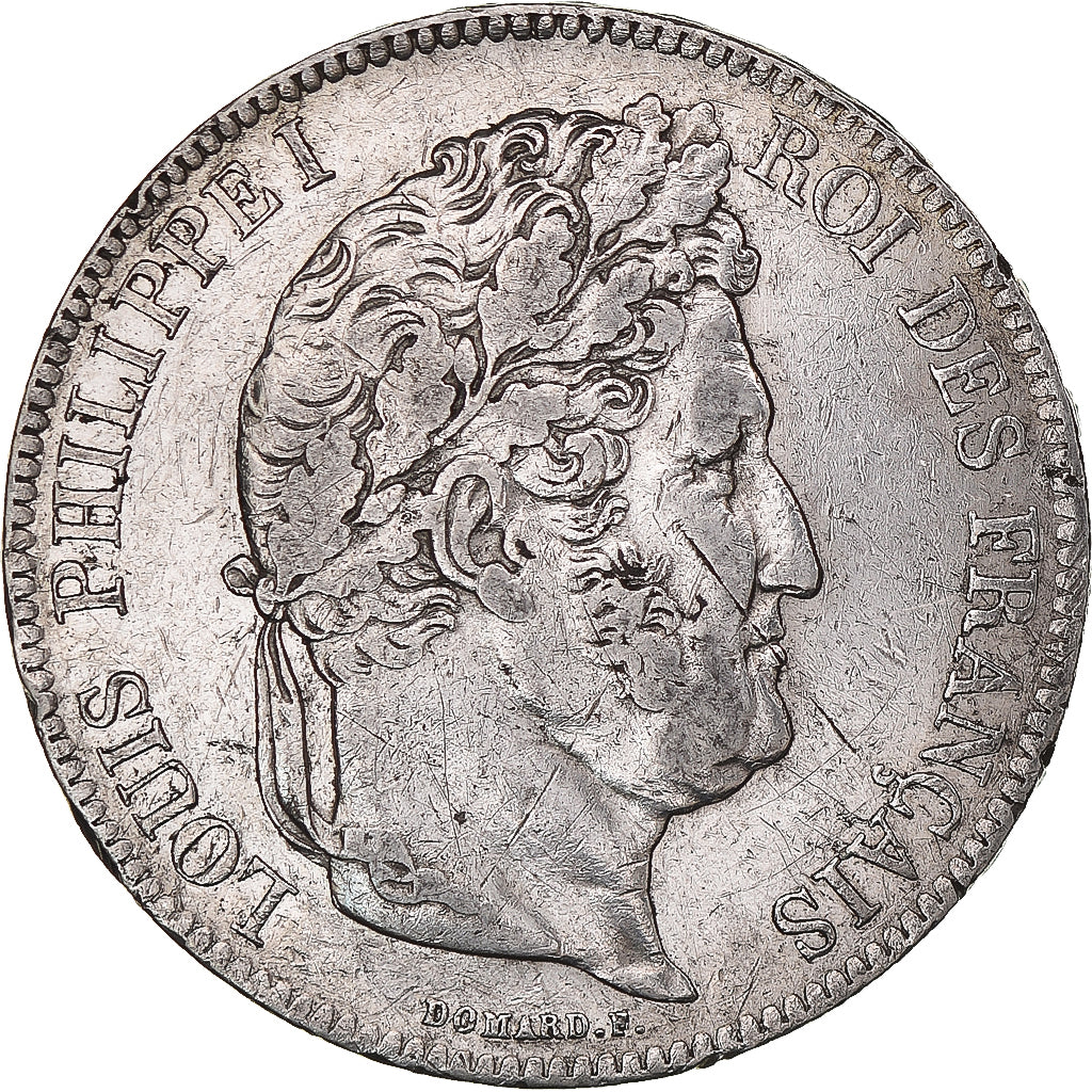 Moeda, França, Louis-Philippe, 5 Francs, 1833, Rouen, EF(40-45), Prata