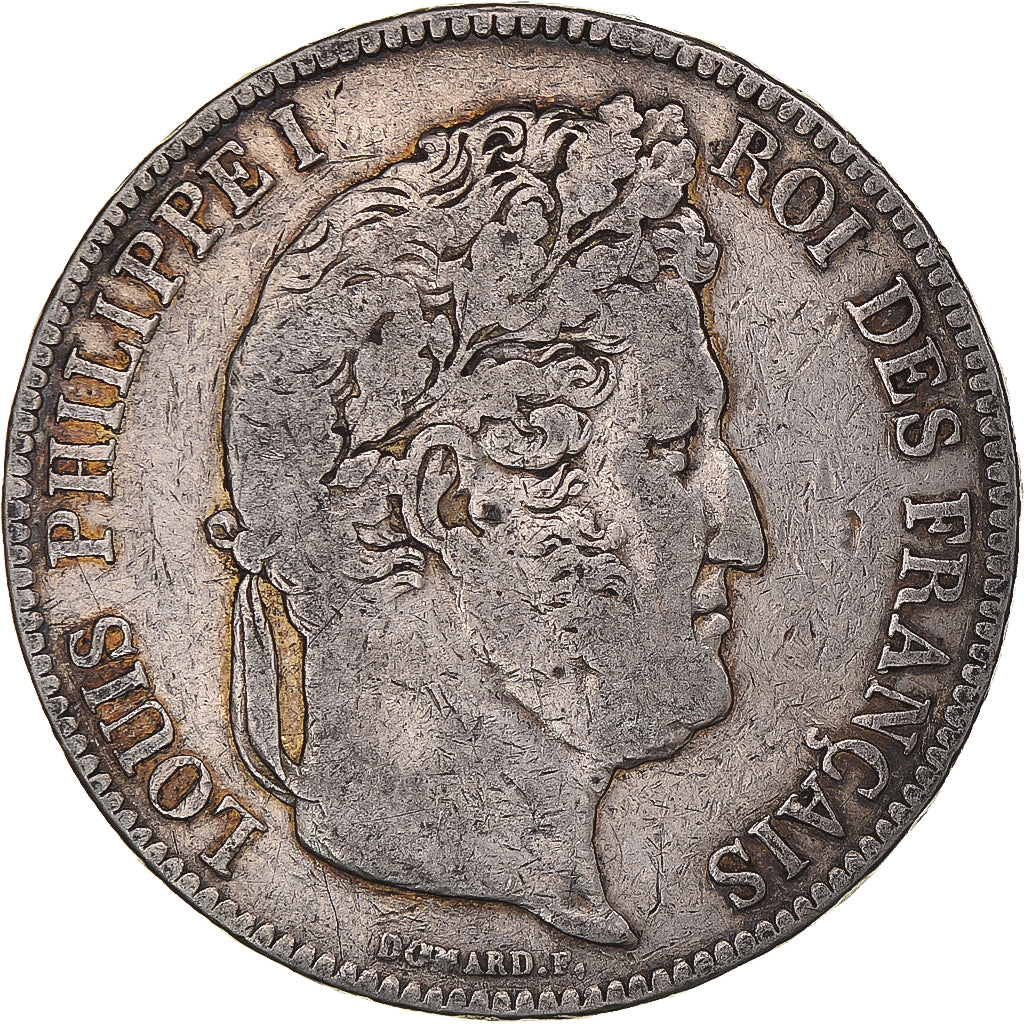 Moeda, França, Louis-Philippe, 5 Francs, 1835, Paris, VF(30-35), Prata