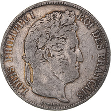 Moneta, Francia, Louis-Philippe, 5 Francs, 1835, Paris, MB+, Argento, KM:749.1
