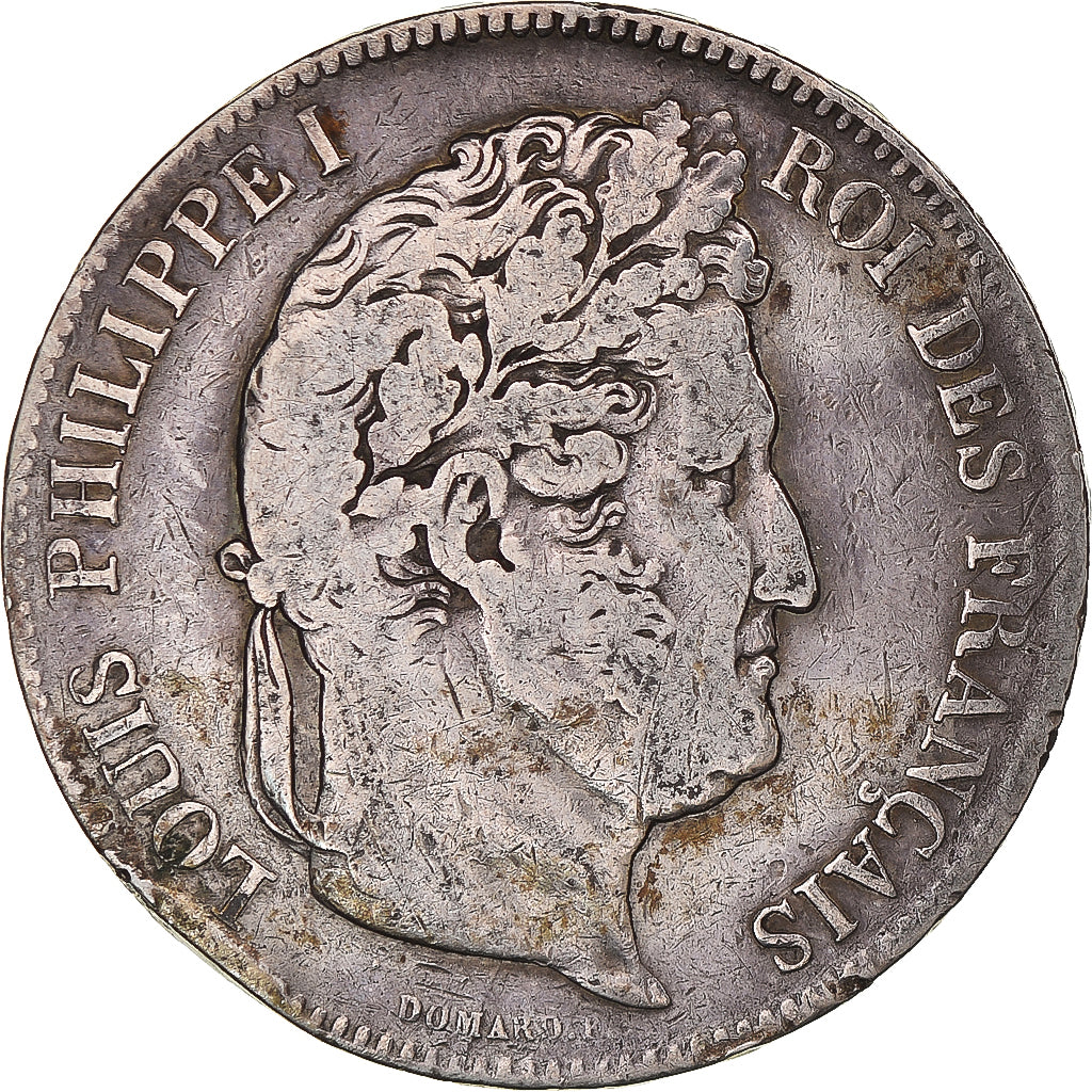 Moeda, França, Louis-Philippe, 5 Francs, 1837, Lille, VF(20-25), Prata