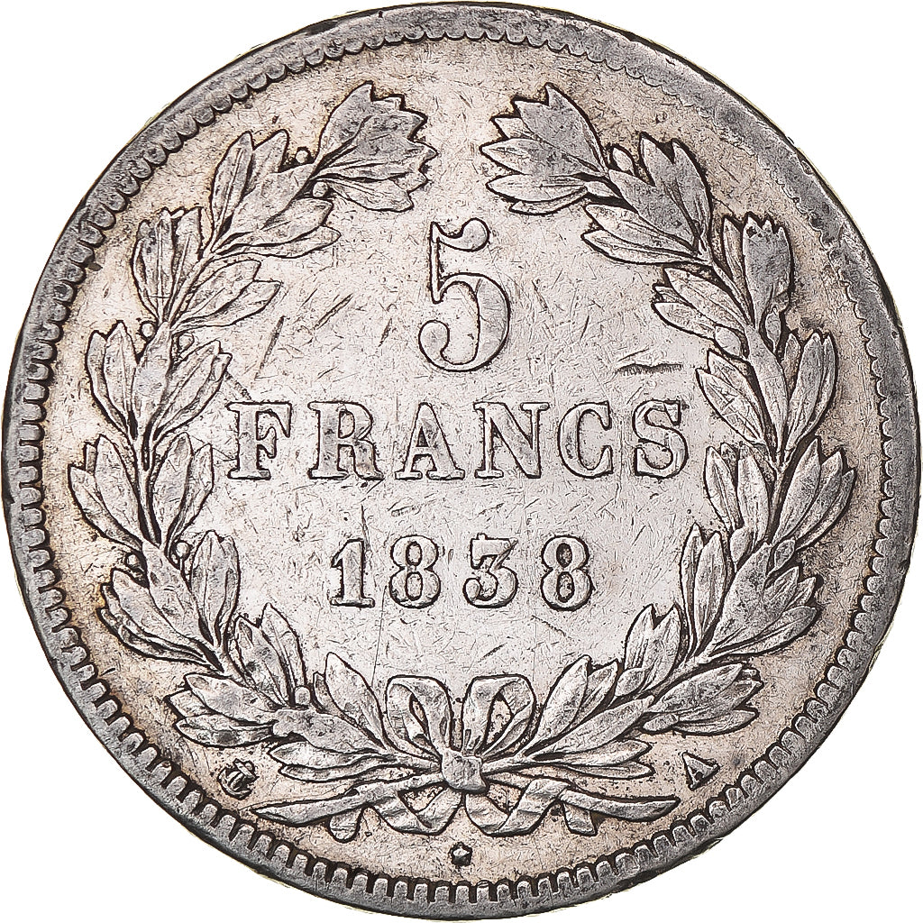Monnaie, France, Louis-Philippe, 5 Francs, 1838, Paris, TTB, Argent