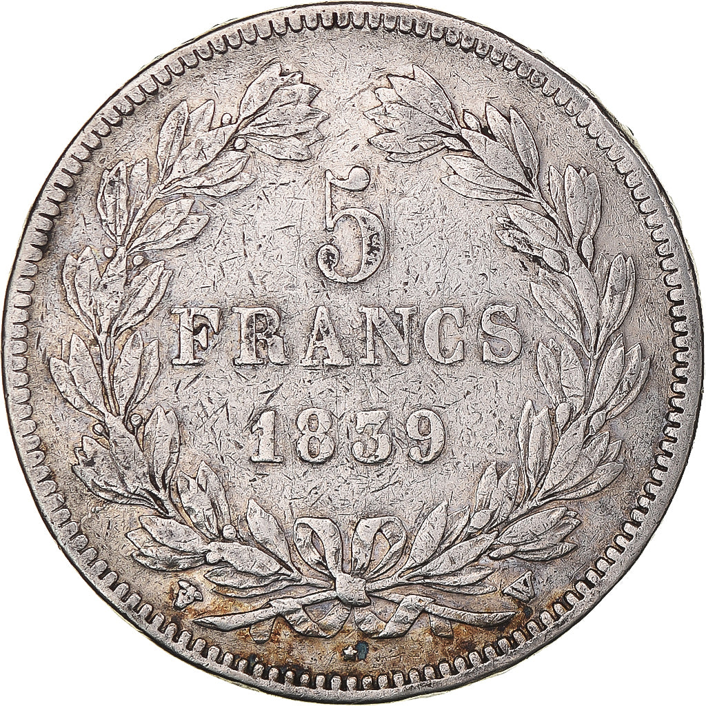 Coin, France, Louis-Philippe, 5 Francs, 1839, Lille, VF(30-35), Silver