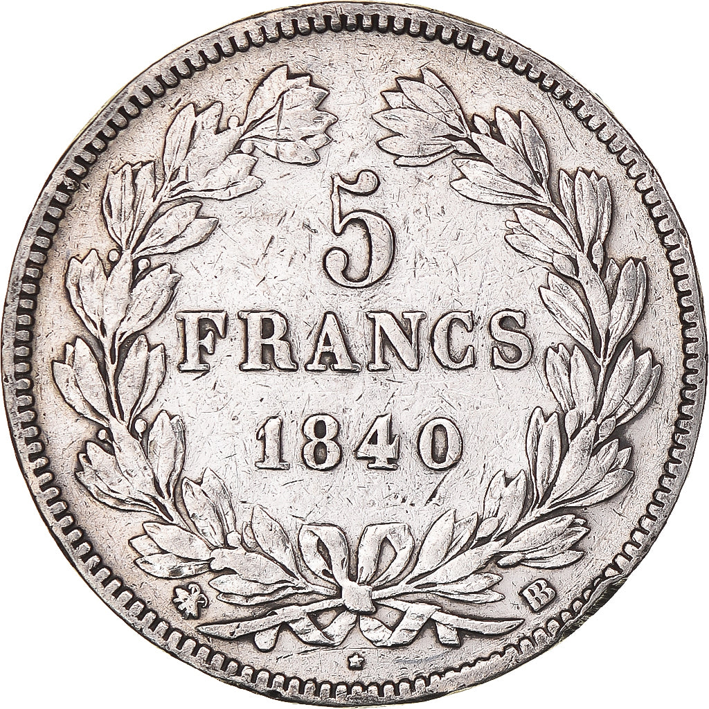 Munten, Frankrijk, Louis-Philippe, 5 Francs, 1840, Strasbourg, FR, Zilver