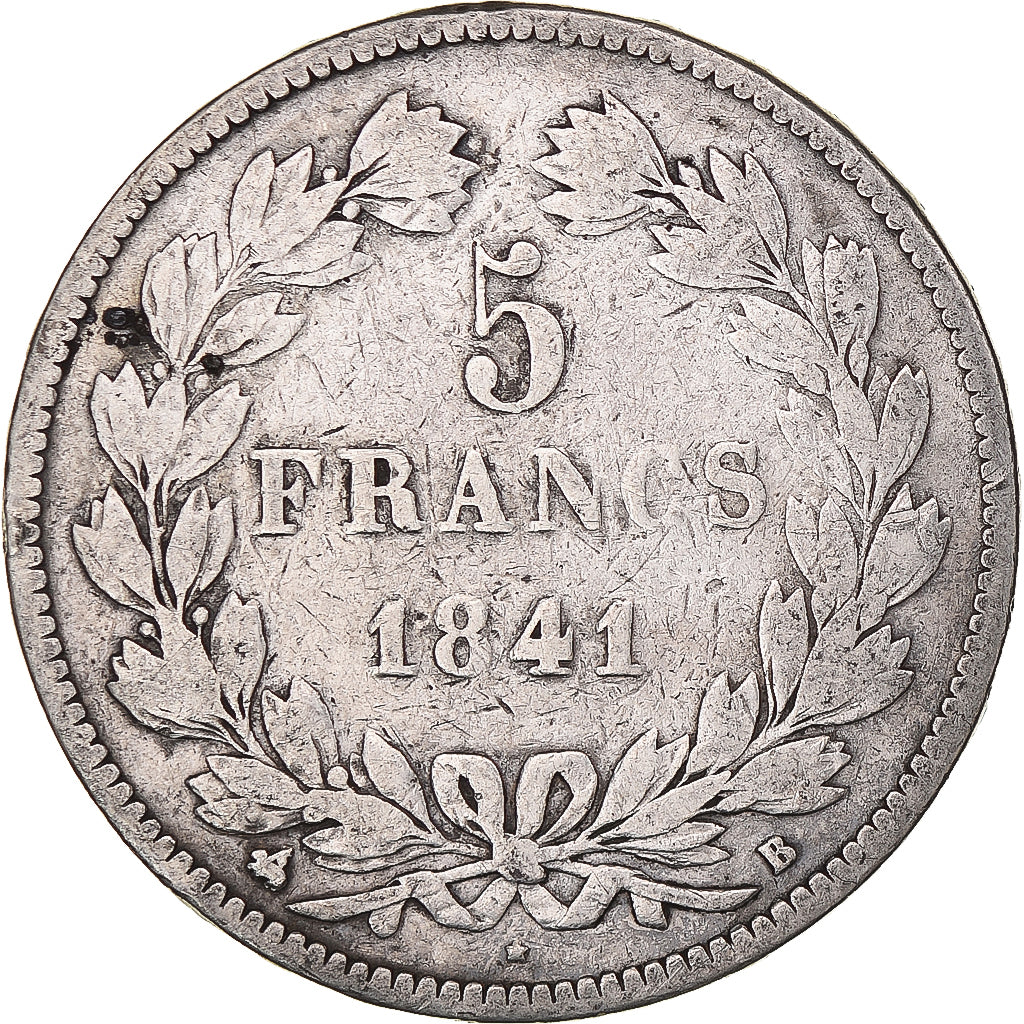 Monnaie, France, Louis-Philippe, 5 Francs, 1841, Rouen, TB+, Argent