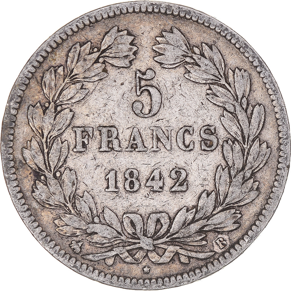 Coin, France, Louis-Philippe, 5 Francs, 1842, Rouen, VF(30-35), Silver