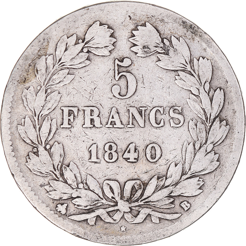 Coin, France, Louis-Philippe, 5 Francs, 1840, Rouen, VF(20-25), Silver