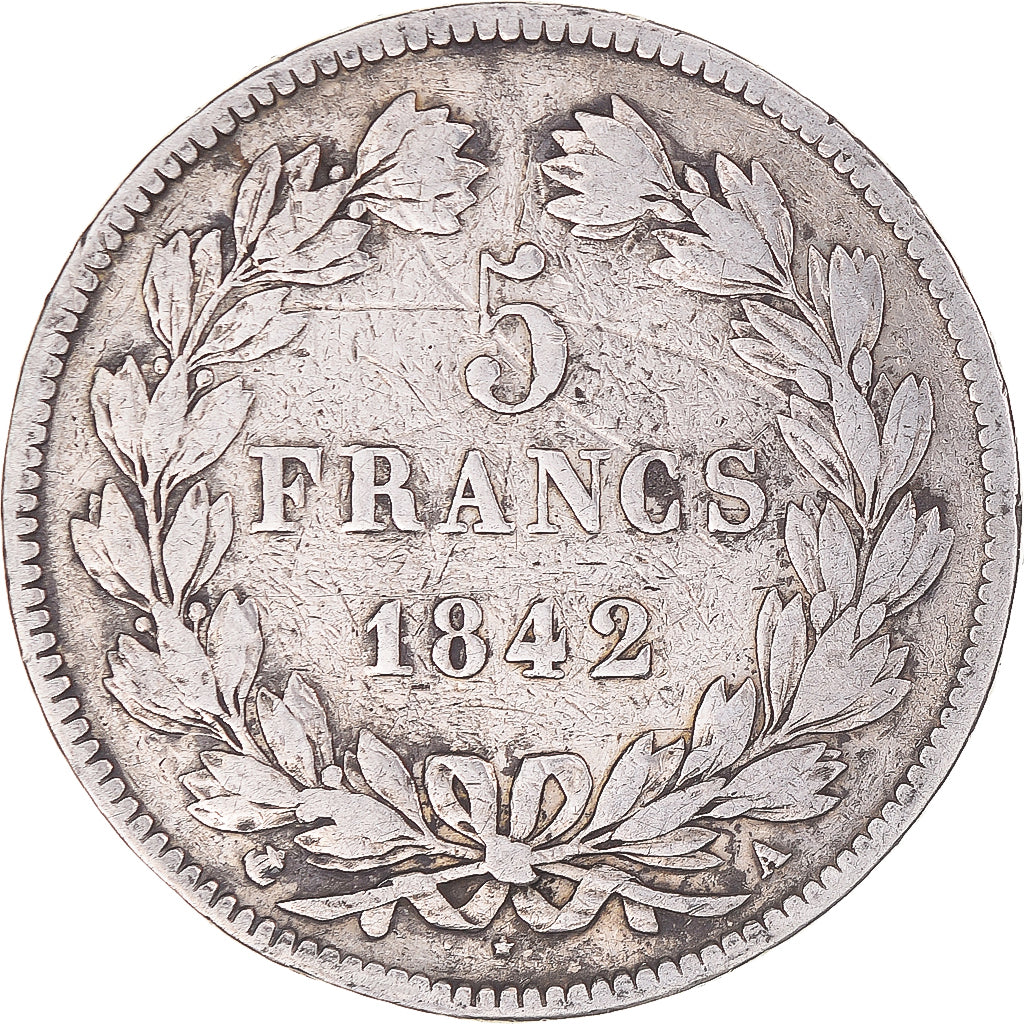 Coin, France, Louis-Philippe, 5 Francs, 1842, Paris, VF(20-25), Silver