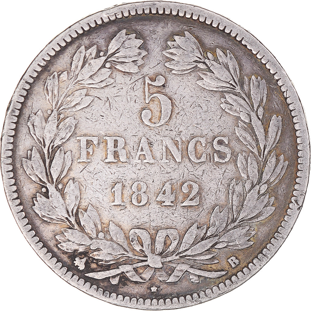 Coin, France, Louis-Philippe, 5 Francs, 1842, Rouen, VF(20-25), Silver