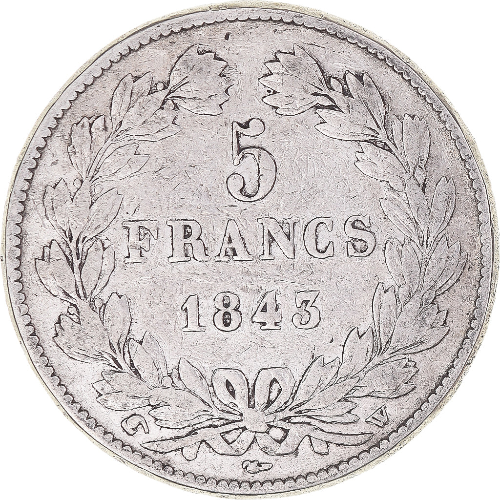 Coin, France, Louis-Philippe, 5 Francs, 1843, Lille, VF(20-25), Silver