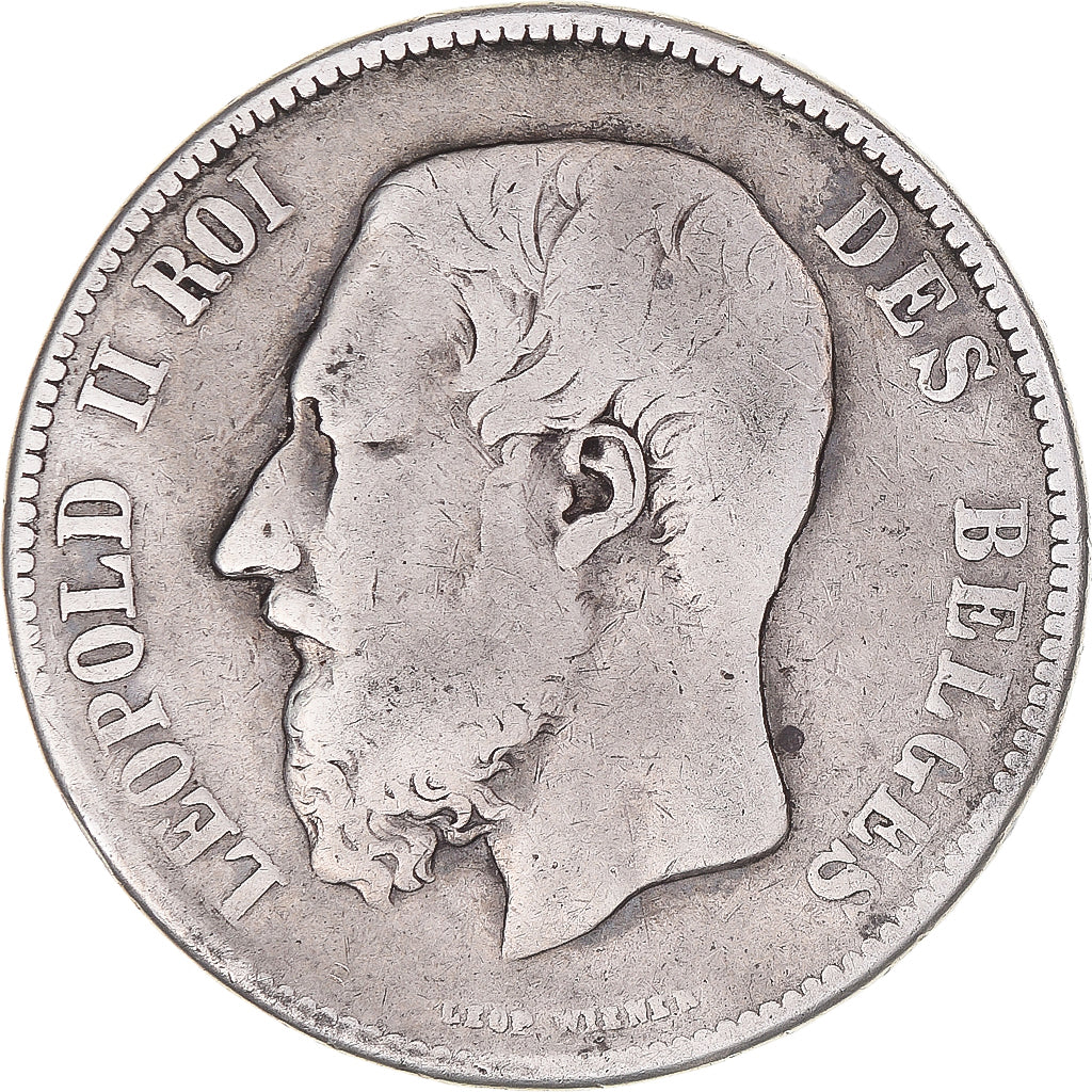 Monnaie, Belgique, Leopold II, 5 Francs, 5 Frank, 1870, Bruxelles, B+, Argent