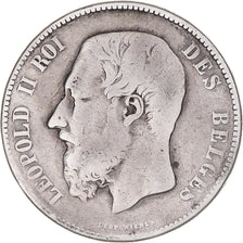 Monnaie, Belgique, Leopold II, 5 Francs, 5 Frank, 1870, Bruxelles, B+, Argent