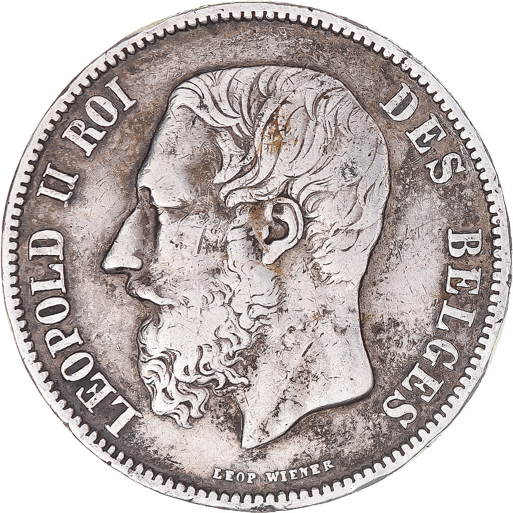 Coin, Belgium, Leopold II, 5 Francs, 5 Frank, 1870, Brussels, VF(20-25), Silver