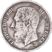 Coin, Belgium, Leopold II, 5 Francs, 5 Frank, 1870, Brussels, VF(20-25), Silver