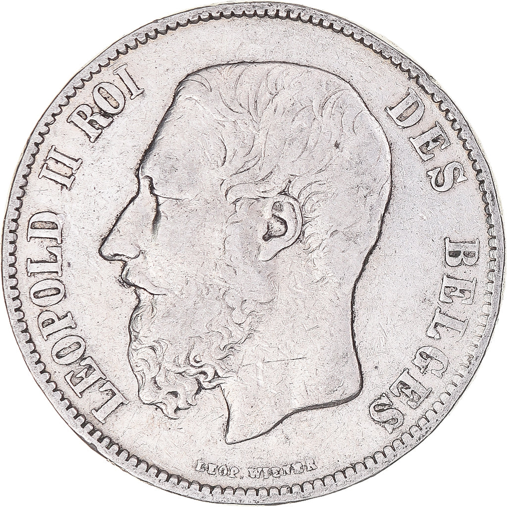 Moneta, Belgio, Leopold II, 5 Francs, 5 Frank, 1870, Brussels, MB, Argento