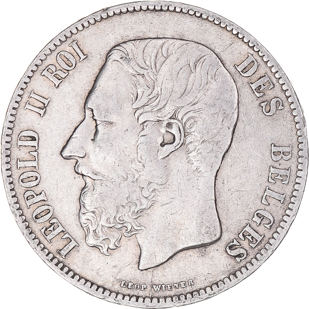 Coin, Belgium, Leopold II, 5 Francs, 5 Frank, 1870, Brussels, VF(20-25), Silver