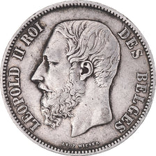 Coin, Belgium, Leopold II, 5 Francs, 5 Frank, 1870, Brussels, VF(30-35), Silver