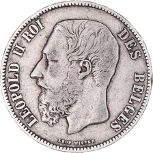 Coin, Belgium, Leopold II, 5 Francs, 5 Frank, 1871, VF(20-25), Silver, KM:24