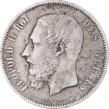Coin, Belgium, Leopold II, 5 Francs, 5 Frank, 1871, EF(40-45), Silver, KM:24