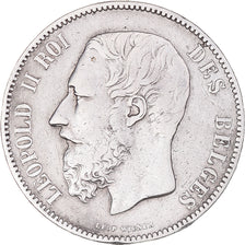 Coin, Belgium, Leopold II, 5 Francs, 5 Frank, 1872, VF(30-35), Silver, KM:24