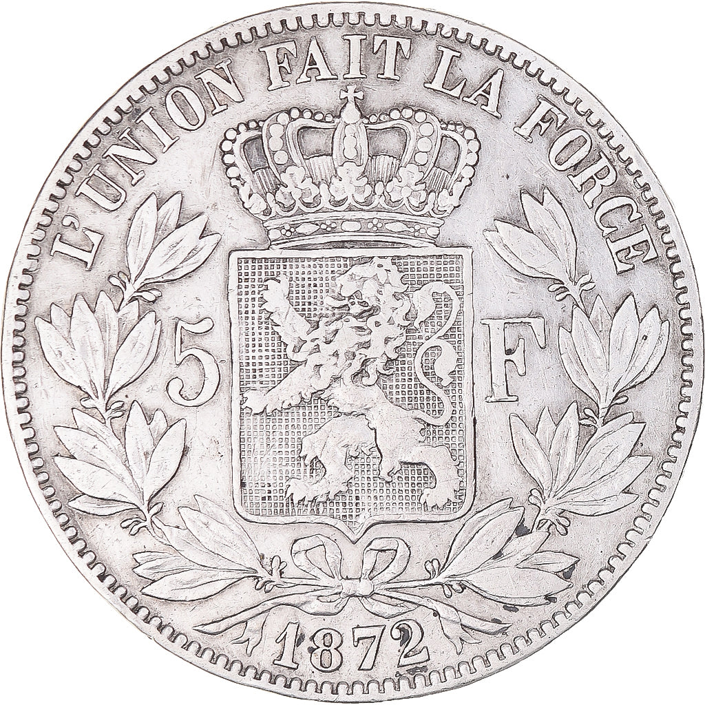 Coin, Belgium, Leopold II, 5 Francs, 5 Frank, 1872, VF(30-35), Silver, KM:24