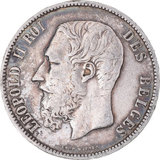 Moneta, Belgio, Leopold II, 5 Francs, 5 Frank, 1873, MB+, Argento, KM:24