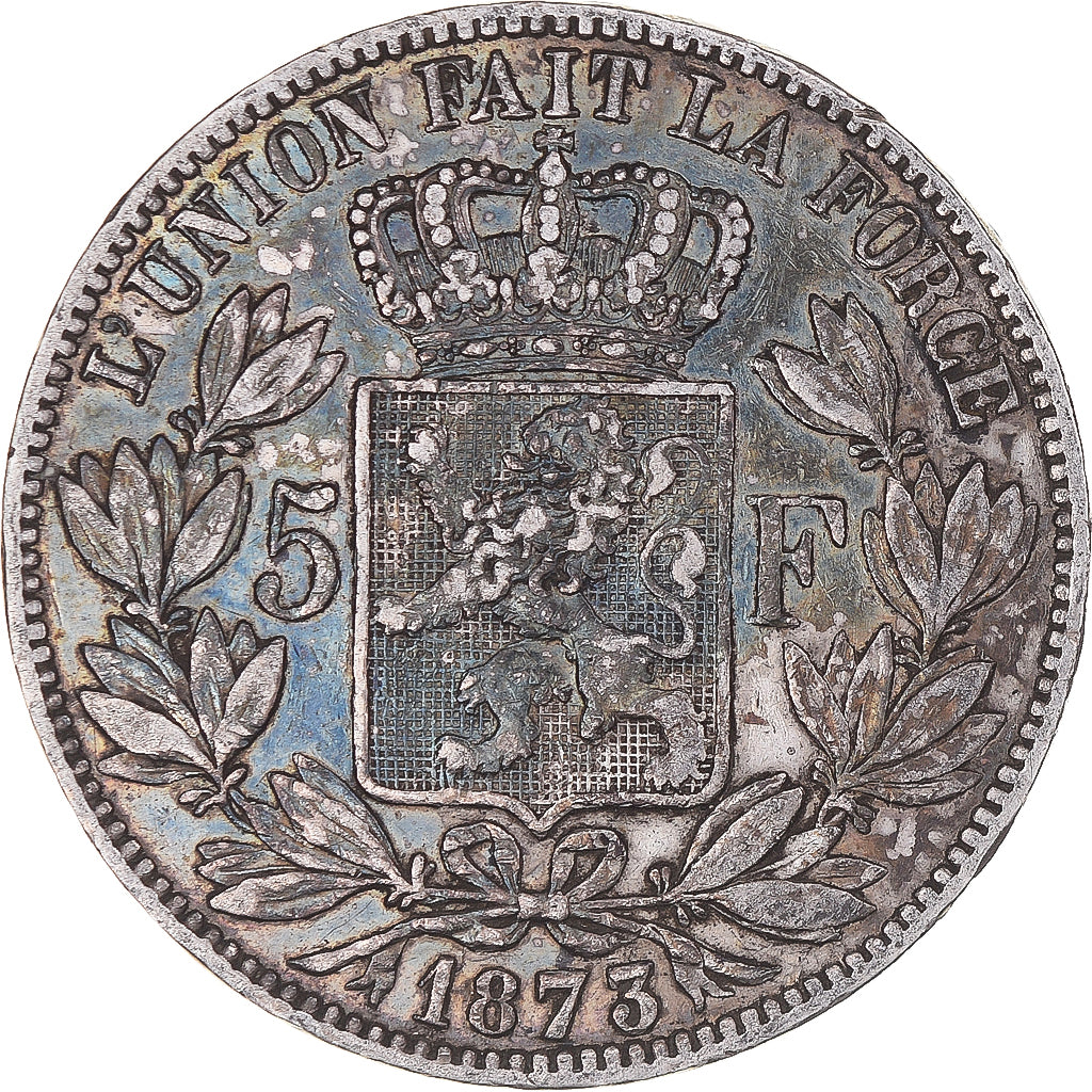 Moneta, Belgio, Leopold II, 5 Francs, 5 Frank, 1873, MB+, Argento, KM:24