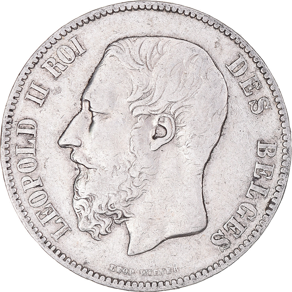 Moneta, Belgio, Leopold II, 5 Francs, 5 Frank, 1873, MB, Argento, KM:24