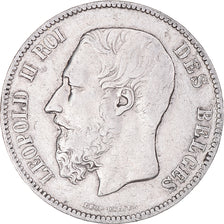 Moneta, Belgio, Leopold II, 5 Francs, 5 Frank, 1873, MB, Argento, KM:24