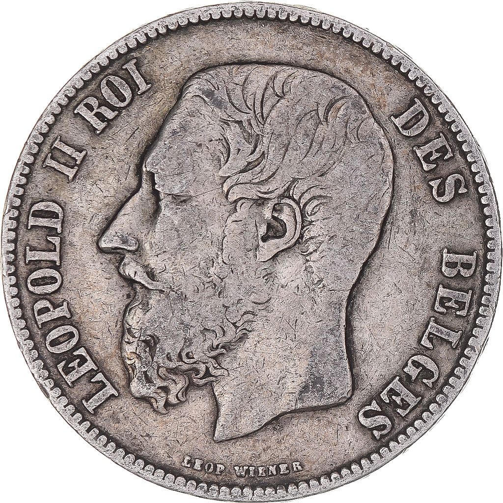Moneta, Belgio, Leopold II, 5 Francs, 5 Frank, 1873, MB, Argento, KM:24