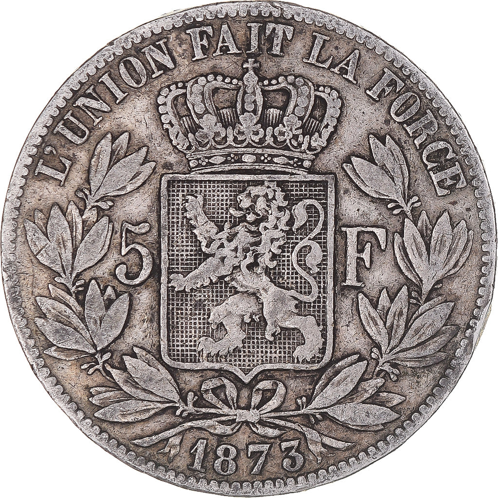 Moneta, Belgio, Leopold II, 5 Francs, 5 Frank, 1873, MB, Argento, KM:24