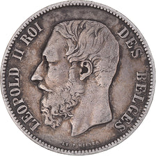 Coin, Belgium, Leopold II, 5 Francs, 5 Frank, 1873, VF(20-25), Silver, KM:24